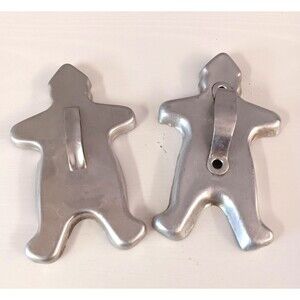 VTG Mirro Gingerbread Man Aluminum Cookie Cutters Retro Christmas Lot Handle